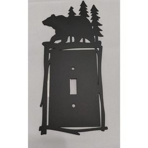 New open road bear forest light switch plate cover lodge cabin decor